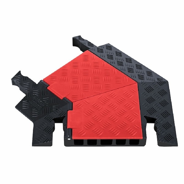 Cable Protector 45 Deg Left Turn, 1-7/8 in H, 24-1/2 in L, 19-3/4 in W, 5 Channel, Polyurethane